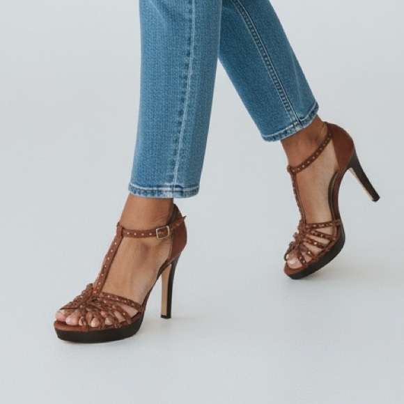 Talbots T Strap Studded High Heel Sandal - Picture 1 of 7